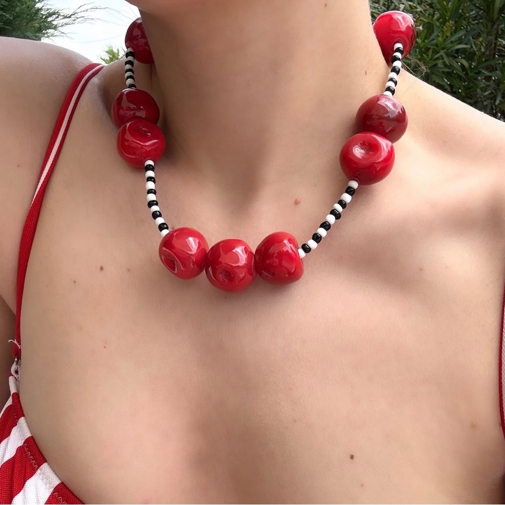 Last 1 🔥 Zara Style CHERRY BEAD NECKLACE